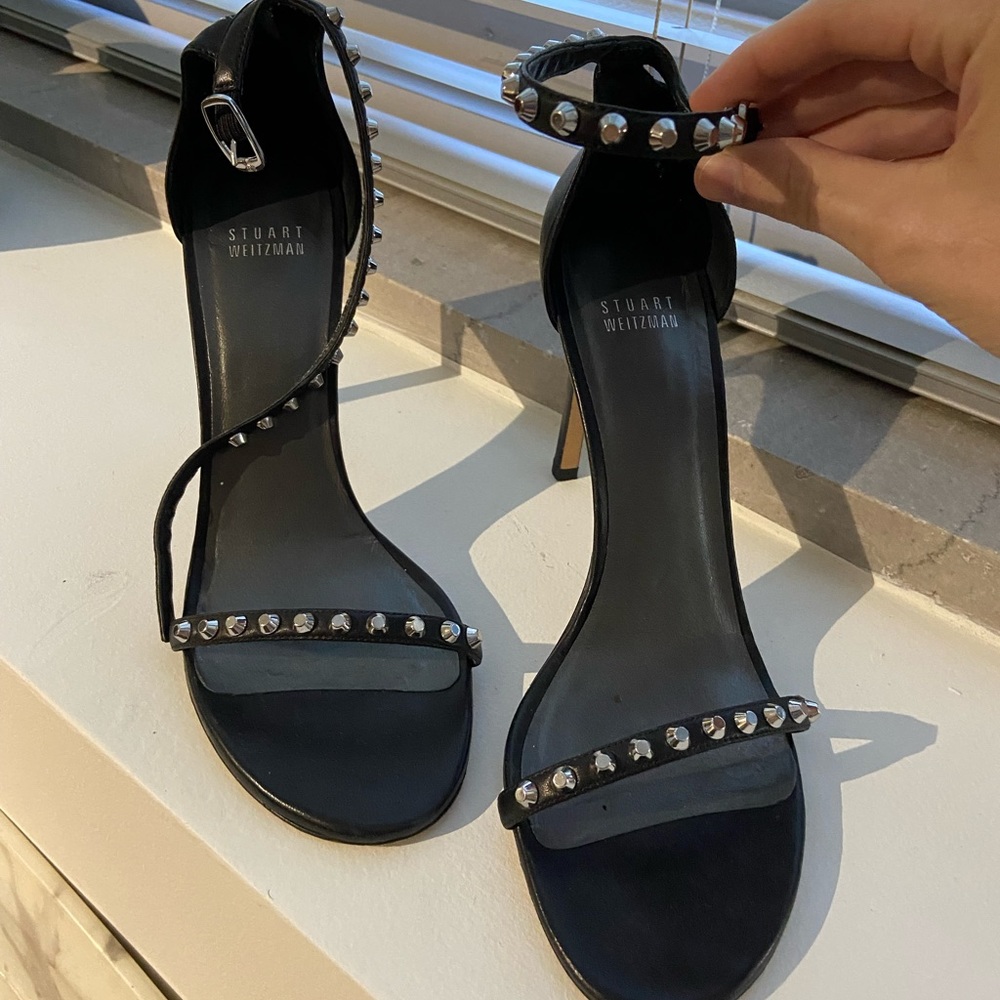 Stuart Weitzman Black Studded Heels